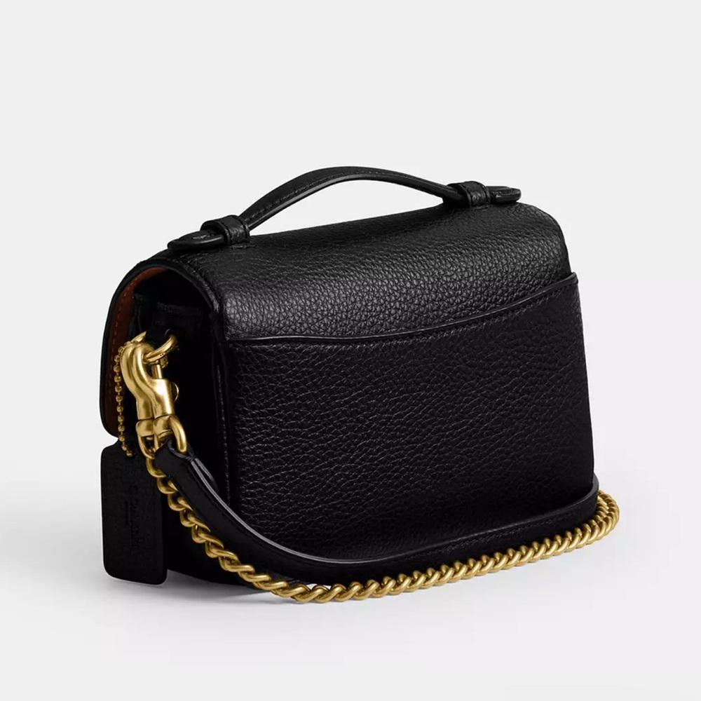 Coach Cassie Crossbody Bag 17 with 2 Straps in Brass/Black Pebble Leather NWT - Picture 7 of 16